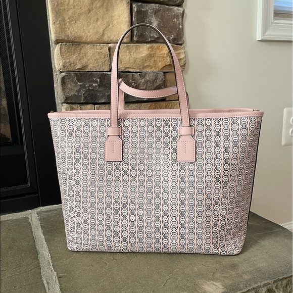 Tory Burch Gemini Link Canvas Small Top-zip tote bag in coastal pink - Picture 2 of 5